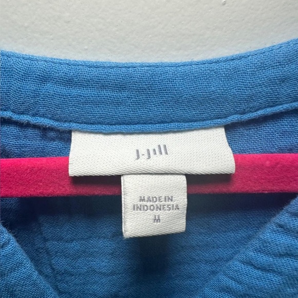 J.Jill Cotton Gauze Tiered Blue Midi Dress Women’s Medium - Picture 5 of 6